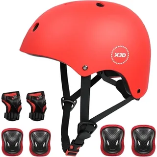XJD Kids Bike Helmet & Protective Gear Set Red Medium