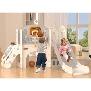 XJD 8-in-1 Toddler Slide & Playset Beige Grey