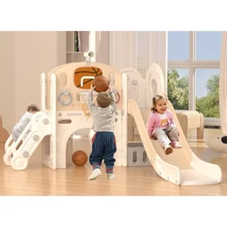 XJD 8-in-1 Toddler Slide & Playset Beige Coffee