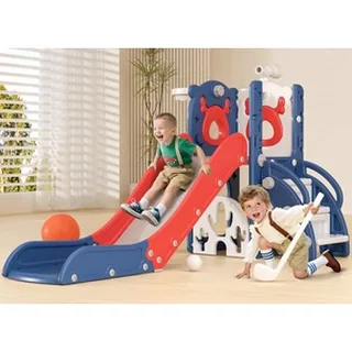 XJD 7-in-1 Toddler Slide & Playset Blue and Red
