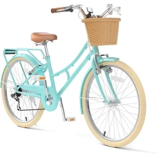 XJD Beach Cruiser Bike with Rear Rack & V-Brake Mint Green