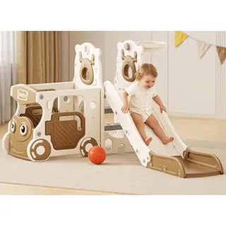 XJD 4-in-1 Toddler Slide & Playset Brown and White