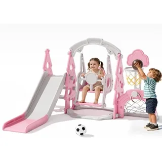 XJD 6-in-1 Toddler Slide & Swing Set Pink