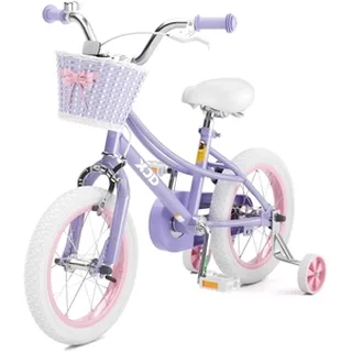 XJD Girls Bike with Training Wheels & Basket Purple