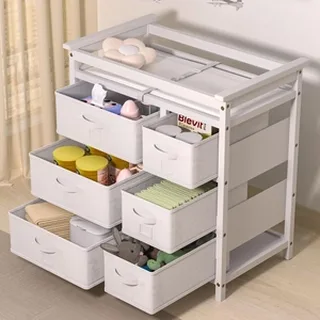 XJD Wooden Baby Changing Table with Storage Baskets White