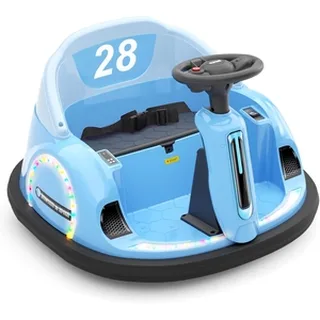 XJD 12V Remote-Controlled Toddler Bumper Car Blue