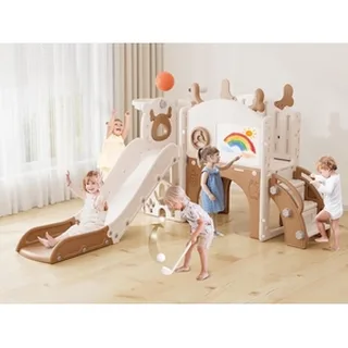 XJD 12-in-1 Toddler Slide & Playset Brown