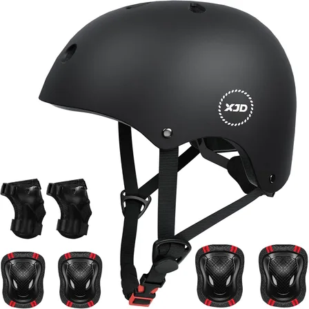 XJD Kids Bike Helmet & Protective Gear Set Black