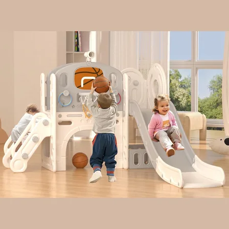 XJD 8-in-1 Toddler Slide & Playset Beige Grey