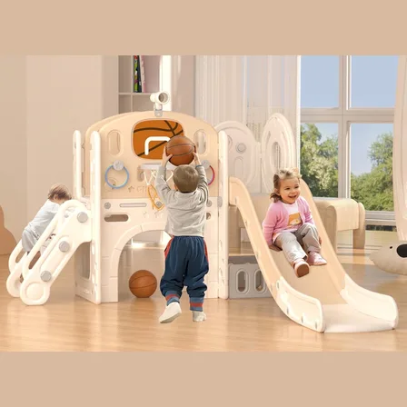 XJD 8-in-1 Toddler Slide & Playset Beige Coffee