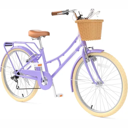 XJD Beach Cruiser Bike with U-Brake Purple 24-Inch