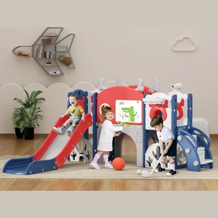 XJD 13-in-1 Toddler Slide & Playset Blue and Red