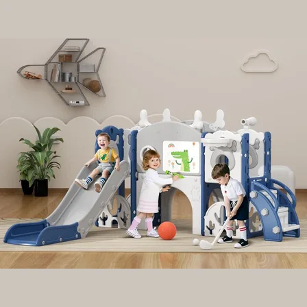 XJD 13-in-1 Toddler Slide & Playset Blue Gray