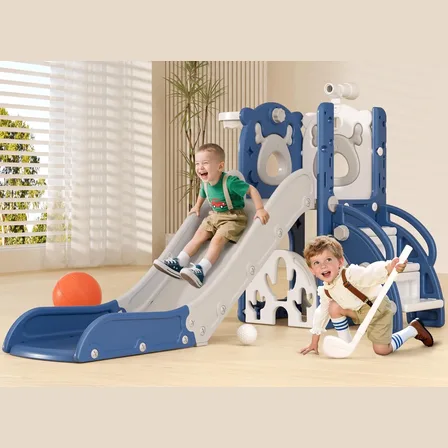 XJD 7-in-1 Toddler Slide & Playset Blue Gray