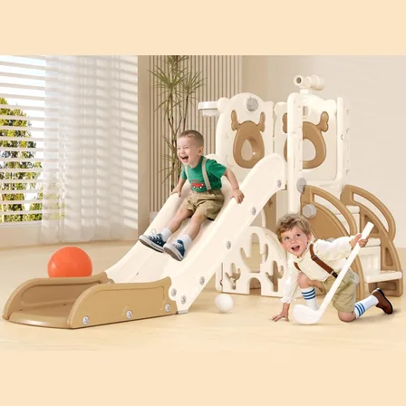 XJD 7-in-1 Toddler Slide & Playset White Brown