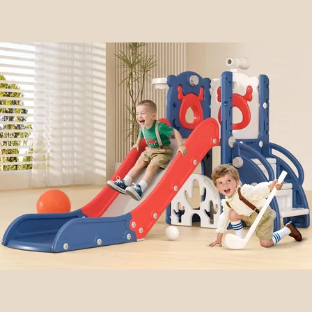 XJD 7-in-1 Toddler Slide & Playset Blue and Red