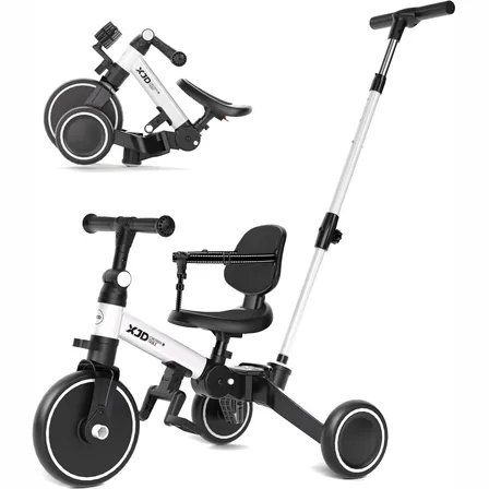 XJD 6-in-1 Folding Toddler Tricycle White