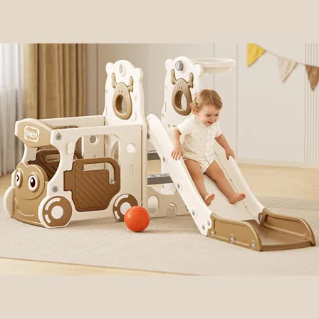 XJD 4-in-1 Toddler Slide & Playset Brown and White