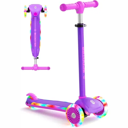 XJD 3-Wheel Light-Up Scooter for Kids Ages 3–8 Purple