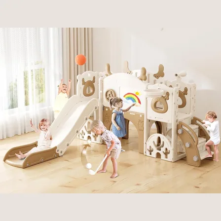 XJD 13-in-1 Toddler Slide & Playset Brown