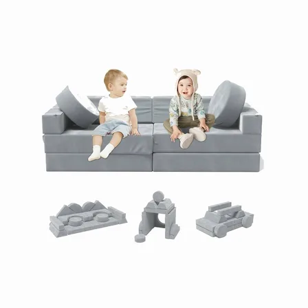XJD 14-Piece Modular Children's Play Sofa Gray