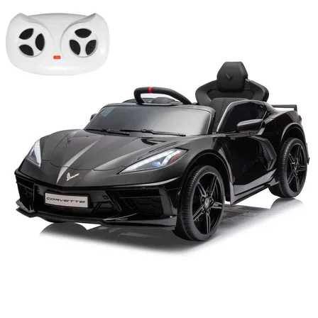 XJD Chevrolet Corvette C8 Electric Car for Kids Black