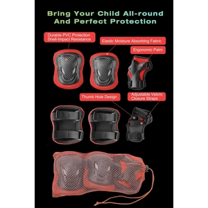 XJD Kids Bike Helmet & Protective Gear Set Red Medium
