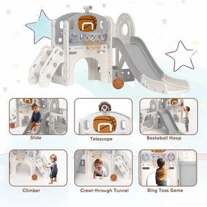 XJD 8-in-1 Toddler Slide & Playset Beige Grey