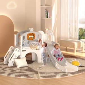 XJD 8-in-1 Toddler Slide & Playset Beige Grey