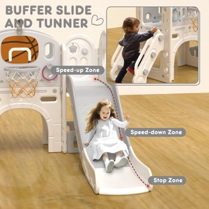 XJD 8-in-1 Toddler Slide & Playset Beige Grey