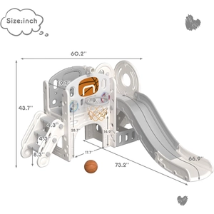 XJD 8-in-1 Toddler Slide & Playset Beige Grey
