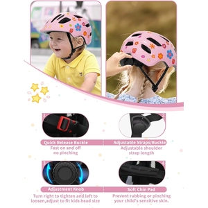XJD Adjustable Toddler Bike Helmet Pink Flowers