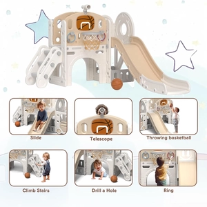 XJD 8-in-1 Toddler Slide & Playset Beige Coffee