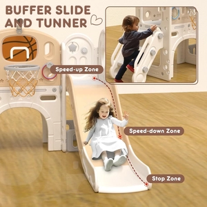 XJD 8-in-1 Toddler Slide & Playset Beige Coffee