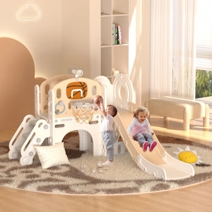 XJD 8-in-1 Toddler Slide & Playset Beige Coffee