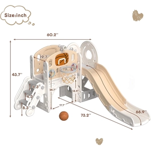 XJD 8-in-1 Toddler Slide & Playset Beige Coffee