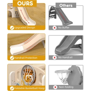 XJD 8-in-1 Toddler Slide & Playset Beige Coffee