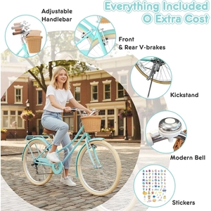 XJD Beach Cruiser Bike with U-Brake Green 24-Inch