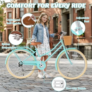 XJD Beach Cruiser Bike with U-Brake Green 24-Inch