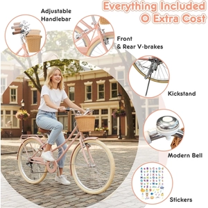 XJD Beach Cruiser Bike with U-Brake Pink