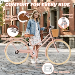 XJD Beach Cruiser Bike with U-Brake Pink