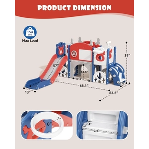 XJD 13-in-1 Toddler Slide & Playset Blue and Red