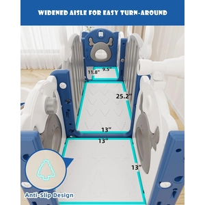 XJD 13-in-1 Toddler Slide & Playset Blue Gray