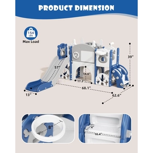 XJD 13-in-1 Toddler Slide & Playset Blue Gray