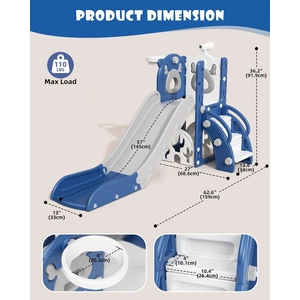 XJD 7-in-1 Toddler Slide & Playset Blue Gray