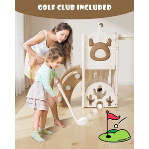 XJD 7-in-1 Toddler Slide & Playset White Brown