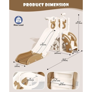 XJD 7-in-1 Toddler Slide & Playset White Brown