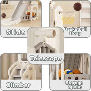 XJD 5-in-1 Toddler Slide & Playset Gray