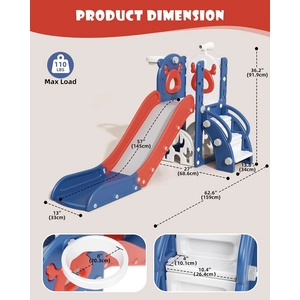 XJD 7-in-1 Toddler Slide & Playset Blue and Red