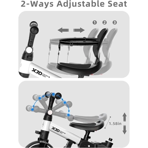 XJD 6-in-1 Folding Toddler Tricycle White